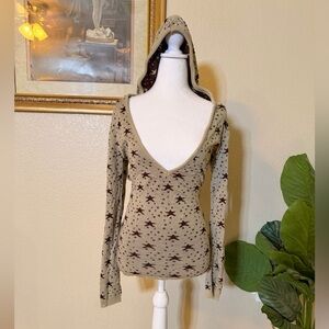 Vintage Y2K Babydoll Whimsygoth Emo Coraline Insp V-neck Hoodie